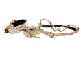 Load image into Gallery viewer, Silver/Bronze/Gold Italian Leather Embossed Croc Swarovski Crystal Collar, Leash & Harness Set
