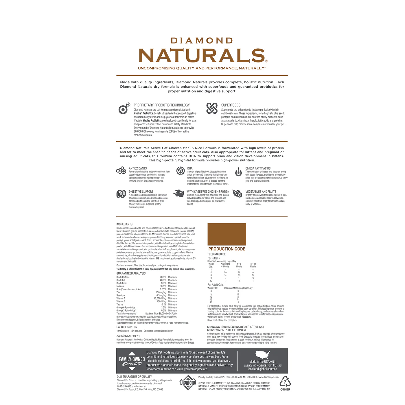 Diamond Naturals Active Cat Chicken & Rice Dry Cat Food 