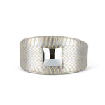 Glamorous Silver Snake 3” Wide Style Collar With Large Silver Swarovski