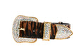 Load image into Gallery viewer, Tiger Print Hair On Hide Collar With Swarovski Crystal Hardware

