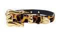Load image into Gallery viewer, Leopard Print Hair On Hide Italian Leather Collar With Ornate Italian Hardware
