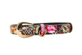 Load image into Gallery viewer, Floral, Scull, Snake Print Italian Leather Collar With Gold Oval Hardware
