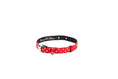 Load image into Gallery viewer, Red & Silver Polka Dot Italian Leather Collar With Oval Silver Hardware
