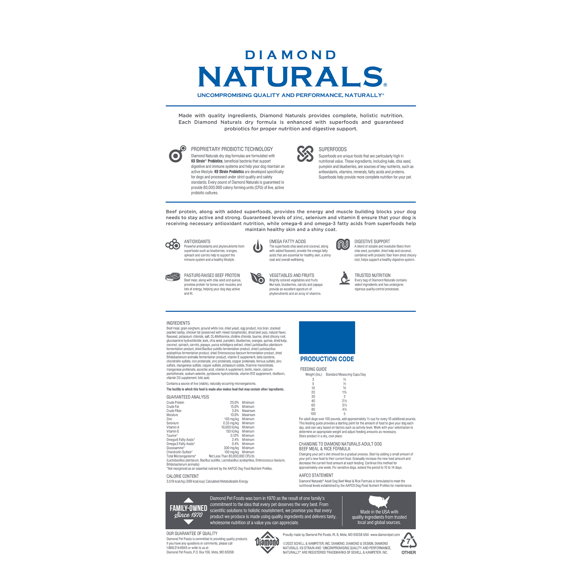 Diamond Naturals Adult Beef Meal & Rice Dry Dog Food (40lb) 