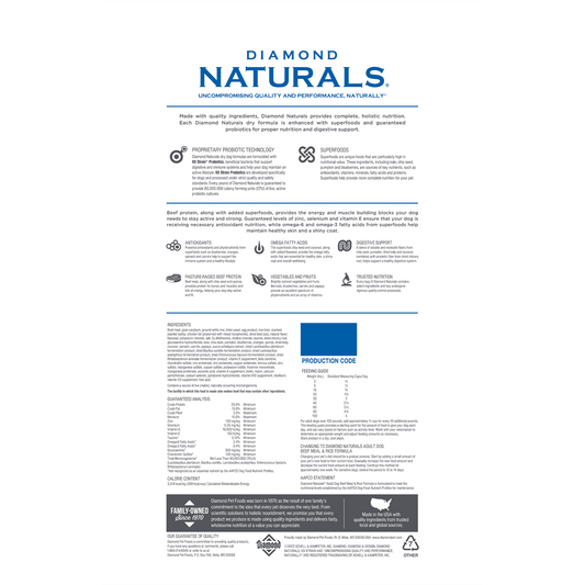 Diamond Naturals Adult Beef Meal & Rice Dry Dog Food (40lb) 