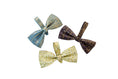 Load image into Gallery viewer, Blue, Purple & Green/Gold Embossed Croc Italian Leather Bowtie Set Of 3
