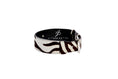 Load image into Gallery viewer, Distressed Brown & White Zebra Print Hair On Hide Classic Collar with Silver Classic Hardware
