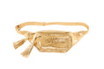 Load image into Gallery viewer, Gold Floral Embossed Italian Leather Cross Body Belt Bag
