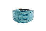 Turquoise Embossed Croc Italian Leather 3” Wide Style Collar