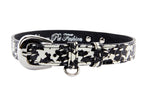 Black & White Snake Collar With Silver Oval Hardware