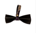 Load image into Gallery viewer, Dark Purple/Gold Embossed Croc Italian Leather Bow tie
