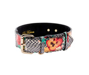 Pansy and Snake Print Embossed Italian Leather With Gold Classic Hardware