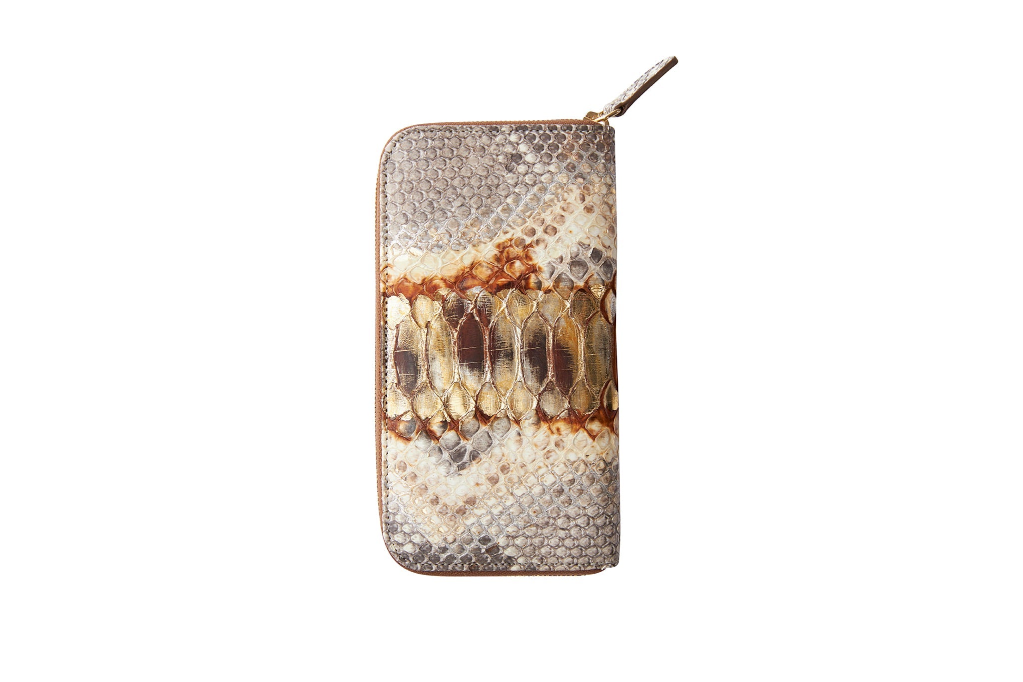 Neutral Brown & Gold Zipper Wallet