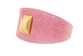 Load image into Gallery viewer, Soft Pink Snake 3 Wide Style Collar With Custom Large Gold Rivet
