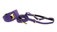 Load image into Gallery viewer, Purple Italian Leather 3” Wide Style Collar, With Custom Large Gold Rivet, Leash & Harness Set
