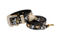 Load image into Gallery viewer, Black, Gold, Silver Iridescent Snake Collar & Leash Set With Swarovski Crystal Hardware
