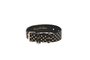 Black & Gold Polka Dot Italian Leather Classic Collar