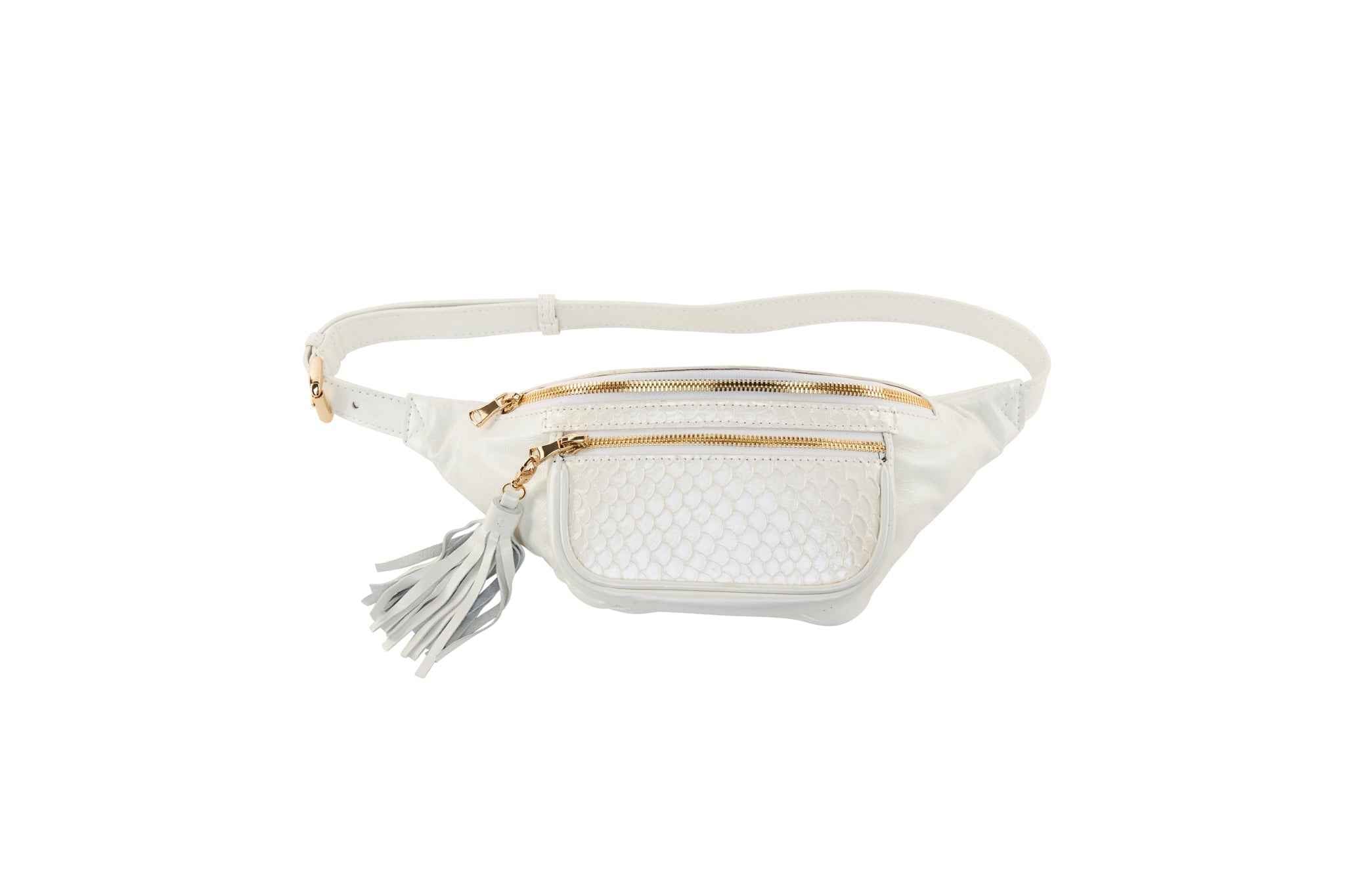 Pearl White Italian Leather/Pearl White Tilapia Fanny