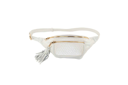 Pearl White Italian Leather/Pearl White Tilapia Fanny