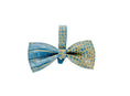 Load image into Gallery viewer, Blue & Gold Embossed Croc Italian Leather Bow tie
