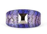 Multi-Color Purple Silver Iridescent Snake 3” Wide Style Collar With Large Silver Rivet