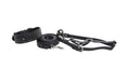 Load image into Gallery viewer, Black & Silver Striped Italian Leather Classic Collar, Leash & Harness Set With Silver Hardware
