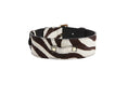 Load image into Gallery viewer, Distressed Brown & White Zebra Print Hair On Hide Classic Collar with Gold Classic Hardware
