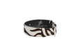 Load image into Gallery viewer, Distressed Brown & White Zebra Print Hair On Hide Classic Collar with Silver Classic Hardware
