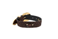 Load image into Gallery viewer, Elegant Black & Brown Pattern Italian Leather Collar With Ornate Italian Swarovski Crystal Hardware
