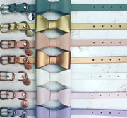 Leather Bow Collar - Peony