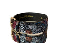 Load image into Gallery viewer, Luxury Pet Fashion Black Floral Lace Italian Leather Collar With Gold Classic Hardware
