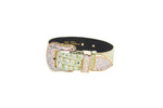Green & Gold Embossed Croc Italian Leather Swarovski Crystal Collar