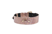 Pink, Purple & Silver Embossed Croc Italian Leather/Classic Collar