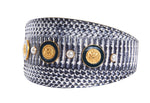 Nautical Collection. White & Navy Snake With Nautical Navy & Gold Rivets & Pearls