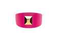 Load image into Gallery viewer, Fuchsia Pink Italian Leather 3” Wide Style Collar With Custom Large Gold Rivet
