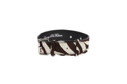 Distressed Brown & White Zebra Print Hair On Hide Classic Collar with Silver Classic Hardware