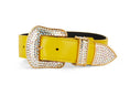 Load image into Gallery viewer, Smooth Yellow Italian Leather With Custom Swarovski Crystal Hardware
