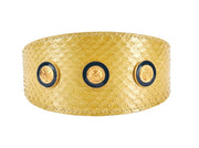 Pearl Yellow Snake With Vintage Gold & Navy Rivets. 3 Wide Style Collar