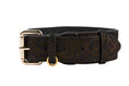 Load image into Gallery viewer, Dark Brown/Bronze Abstract Leopard Print Italian Leather Collar With Classic Hardware
