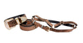 Load image into Gallery viewer, Brown/Black Embossed Snake Italian Leather Collar With Swarovski Crystal Hardware Leash & Harness Set
