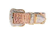 Embossed Snake Italian Leather Collar/Swarovski Crystal Buckle