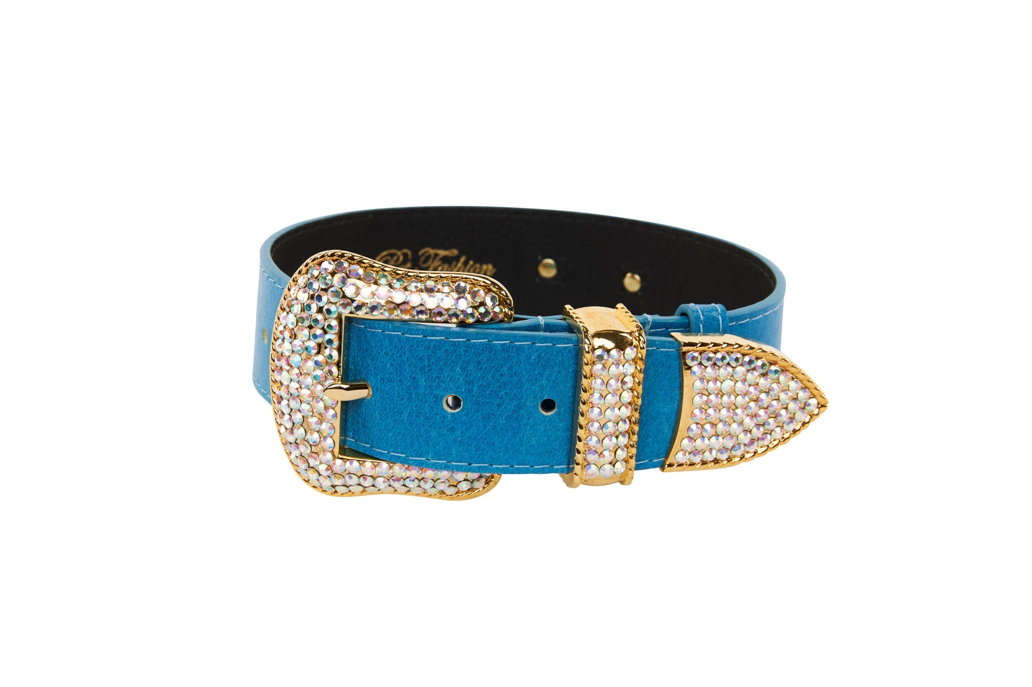 Vegetable Colored Italian Leather Collar with Gold Swarovski Crystal Hardware by Allysa Payne Beverly Hills