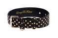 Load image into Gallery viewer, Black & Gold Polka Dot Italian Leather Classic Collar

