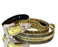 Load image into Gallery viewer, Luxury Pet Fashion Soft Yellow & Black Snakeskin Collar & Leash Set With Our Swarovski Crystal Hardware.
