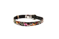Load image into Gallery viewer, Floral, Scull, Snake Print Italian Leather Collar With Silver Oval Hardware

