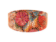 Orange Floral Mosaic Italian Leather 3 Wide Style Collar