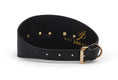 Load image into Gallery viewer, Smooth Black Italian Leather 3” Wide Style Collar With Gold Custom Starfish
