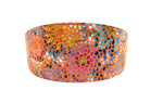 Orange Floral Mosaic Italian Leather 3 Wide Style Collar