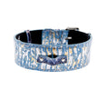 Load image into Gallery viewer, Light Blue/Dark Blue Silver Iridescent Snake Collar With Silver Classic Hardware
