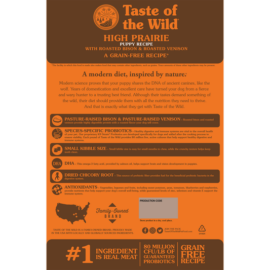 Taste of the Wild Puppy High Prairie Bison and Venison Canine Food 